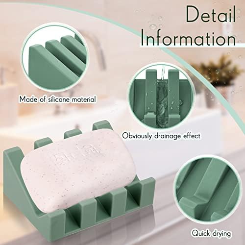 Cunhill 2 Piece Silicone Soap Dish with Drain Light Green