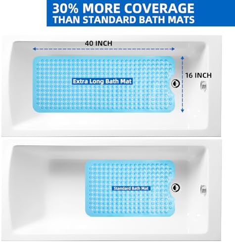MOONFLY Extra Long Non-Slip Bath Mat 40x16 Inches