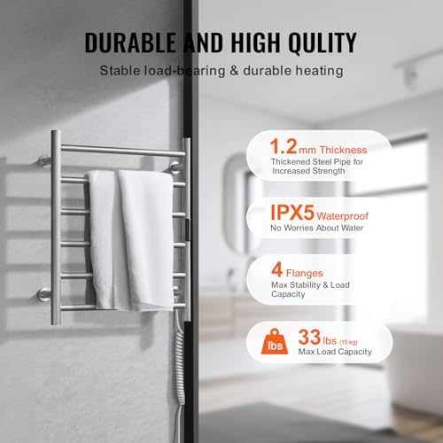 VEVOR 6 Bars Towel Warmer Rack with Timer