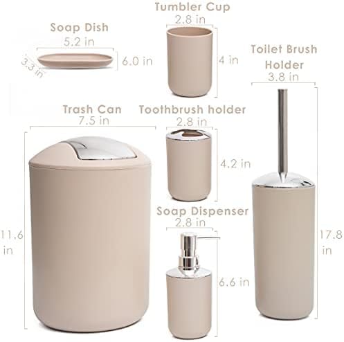 Moss Stone 6 Piece Bathroom Accessory Set - Beige