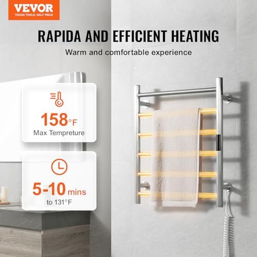 VEVOR 6 Bars Towel Warmer Rack with Timer