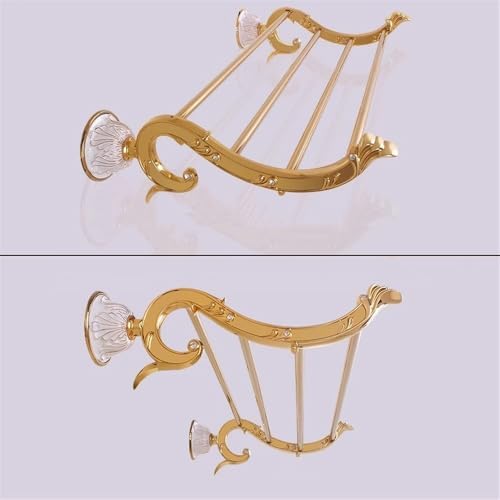 Gold Towel Rack with 4 Bars Luxury Wall Mounted Bathroom Shelf
