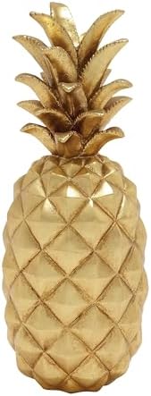 Deco 79 Gold Pineapple Polystone Sculpture 7x7x18