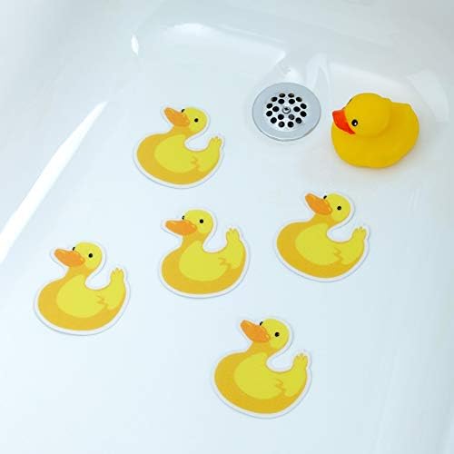 SlipX Solutions Adhesive Bath Treads 5 Pieces Duck Tub Tattoos for Kids