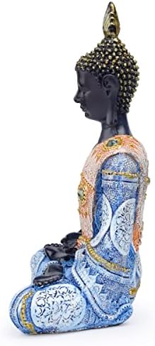 Polystone Buddha Meditating Statue Blue