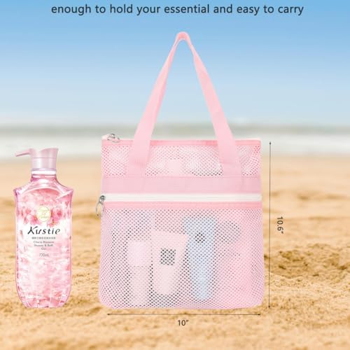GYEUKHAM Mesh Shower Caddy Portable Toiletry Bag - Quick Drying and Organized Pink