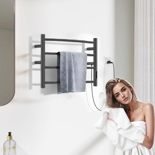 BLARALA Heated Towel Rack 4 Bar Stainless Steel with Timer Temperature Control