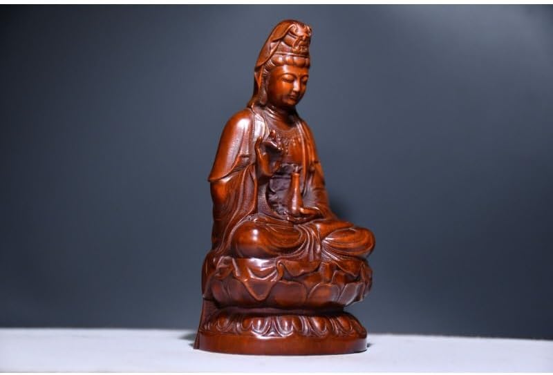 Handcrafted Boxwood Guanyin Kwan Yin Statue Decor