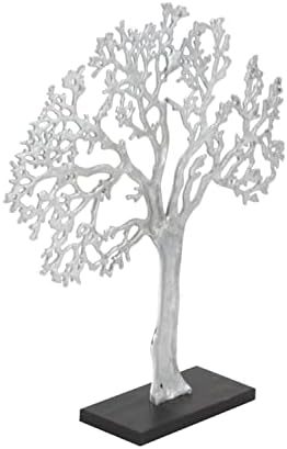 Deco 79 Silver Black Tree Sculpture Home Decor Statue