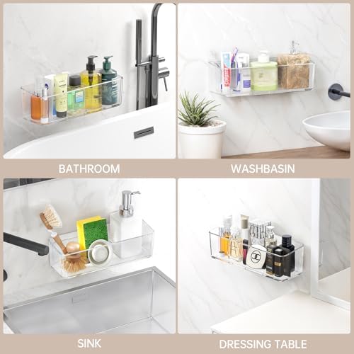 PAVSTINE 2 Pcs Clear Shower Shelf Organizer