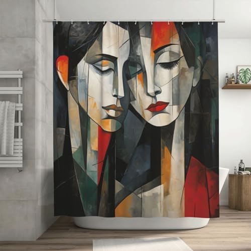 Kissing Girl Shower Curtain Set with 12 Hooks 72x72in