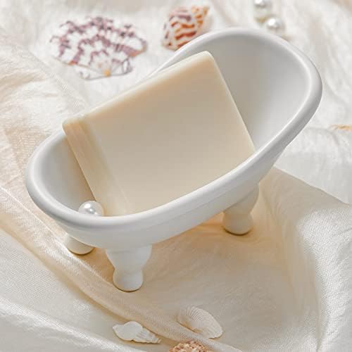 1piece White Ceramic Soap Dish with Drainage