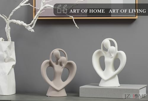 Abstract Kissing Lovers Ceramic Sculpture Gray