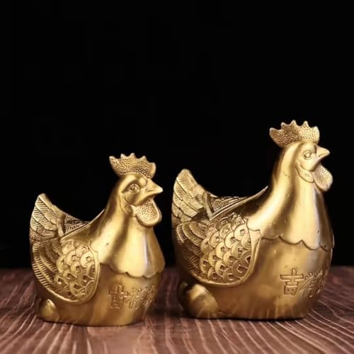 Copper Chicken Statue Zodiac Rooster Home Decor