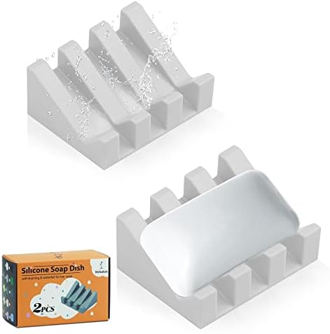 MRBULLOCK Silicone Soap Dish Light Grey 2-Pack