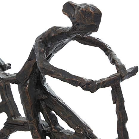 Deco 79 Polystone People Statue with Bike Brass