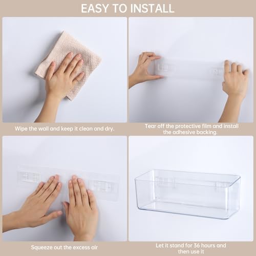 PAVSTINE 2 Pcs Clear Shower Shelf Organizer