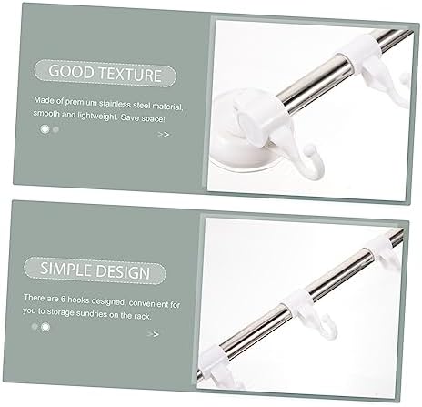 Vaguelly Stainless Steel Suction Cup Towel Rack 6 Hooks No Drill