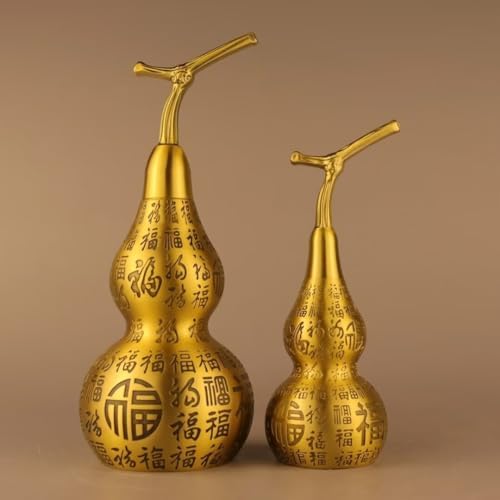 Chinese Gourd Feng Shui Charm Brass Sculpture Decor