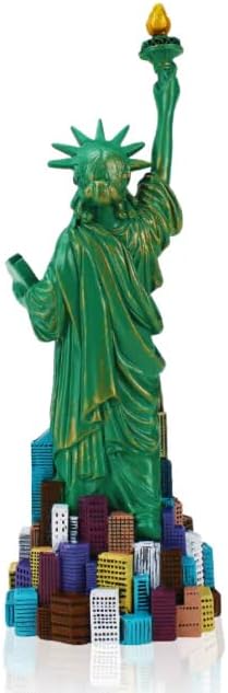 9 Inches Statue of Liberty Replica Statue with Manhattan Skyline and Bridge Base