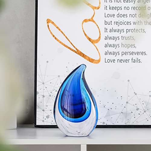 Yao Yuan Blue Murano-Style Art Glass Waterdrop Sculpture