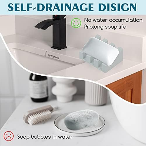 MRBULLOCK Silicone Soap Dish Light Grey 2-Pack