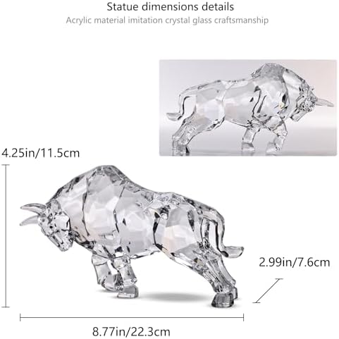 Acrylic Wall Street Bull Statue Office Desk Decor