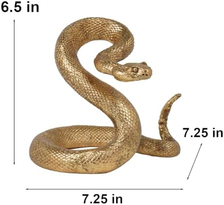 Guichifun Gold Resin Snake Statue - Chinese New Year Home Decor