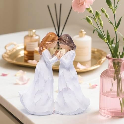 Hodao Handcrafted Sisterhood Friendship Figurine - White Wooden-Effect Sculpture