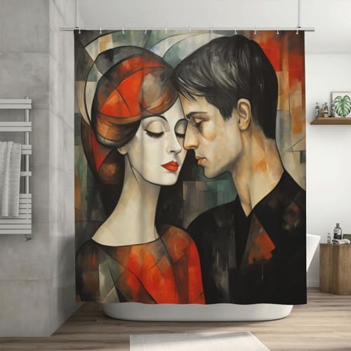 DAOWANGZUO Kissing Girl Shower Curtain Set 1