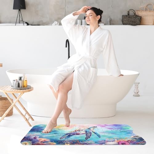 Culudea Purple Sea Turtle Bath Mat 40X16 Inch