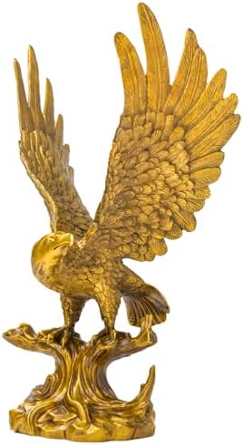 Golden Bronze Eagle Sculpture - 15-Inch Wildlife Art Statue