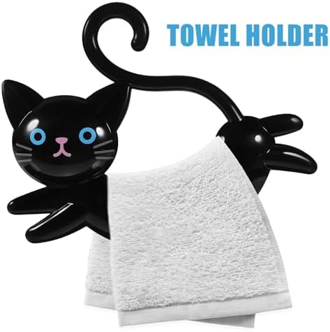 Modern Black Cat Towel Rack for Kitchen Bathroom