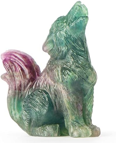 2 Crystal Wolf Statue Healing Decor with Gift Box