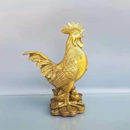 Julrybox Copper Chicken Zodiac Statue Decor