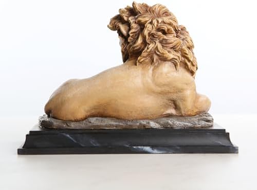 Resin Lion and Lamb Table Statue Brown