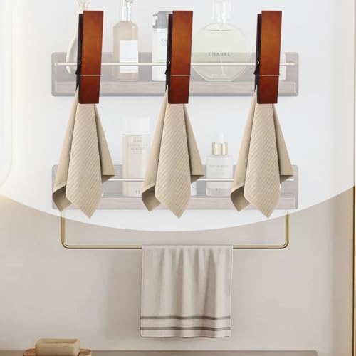 Wood Towel Hooks for Bathroom Dark Brown L Size