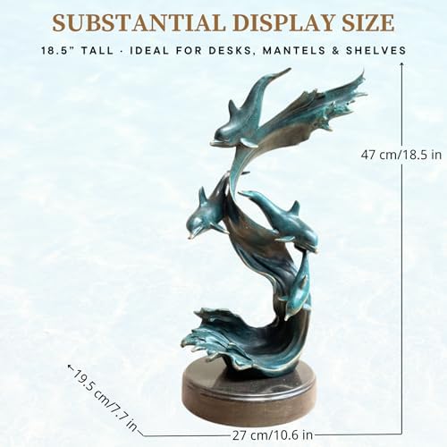 Bronze Dolphin Sculpture 185 Tall Handcrafted Dcor