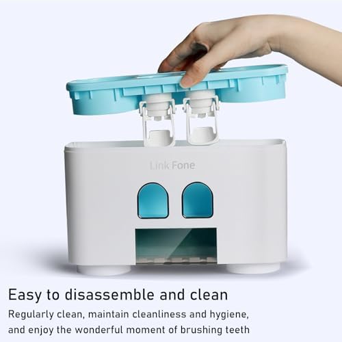 WREWING Toothbrush Holder with 4 Slots and 2 Squeezers Pink