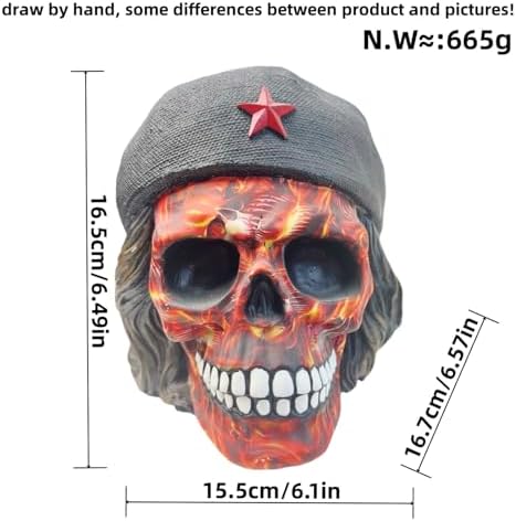 Decorative Military Skull Figurine 65 Inch Camo and Flame Design