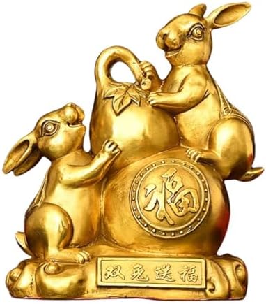 Julrybox Brass Rabbit Feng Shui Statue