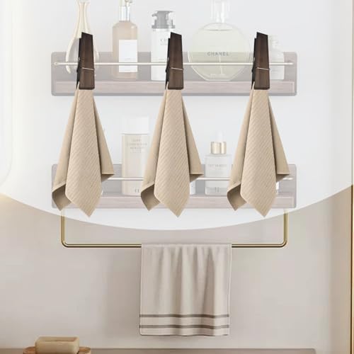 Wooden Towel Hooks for Bathroom Dark Coffee Large Size
