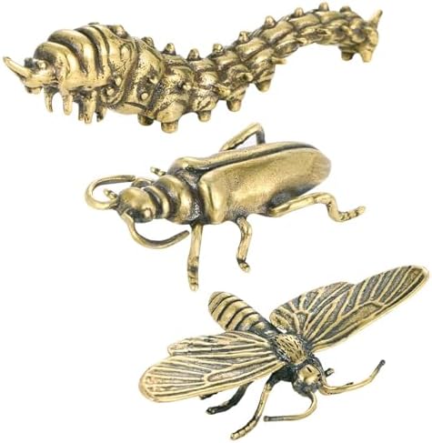 SnowOwl Brass Insect Figurines 3PC Gold Decorations