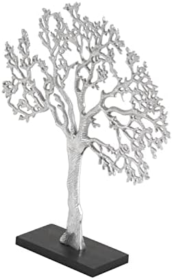 Deco 79 Silver Black Tree Sculpture Home Decor Statue