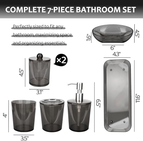 COAZEX 7-Piece Black Bathroom Accessories Set