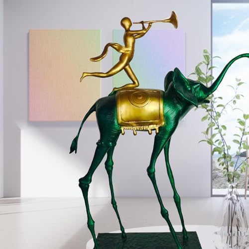 Green Bronze Elephant Sculpture - 256 Tall Art Decor