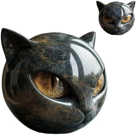 Luxury Black Cat Gemstone Sculpture Elegant Decor Gift