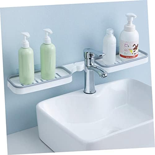 2pcs Wall Mounted Toiletry Holder Rotatable Storage Rack Grey