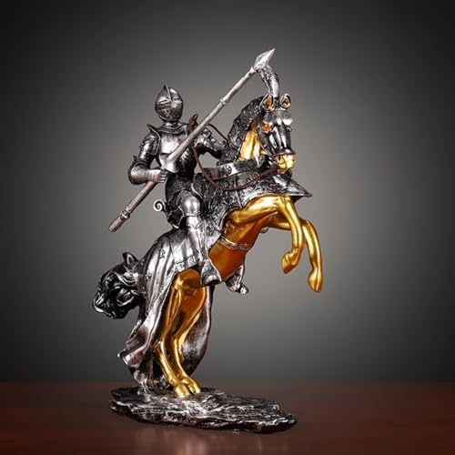 Knightly Resin Figurine - Medieval Horse and Knight Sculpture