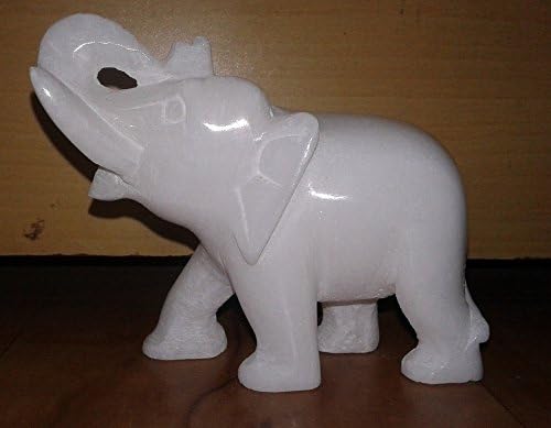 Craftslook White Marble Inlay Elephant Statue 6 Inch